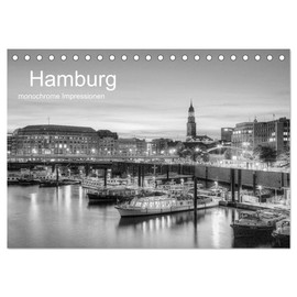 Hamburg Monochrome Impressions (Desk Calendar 2025 DIN A5 Landscape), CALVENDO Monthly Calendar