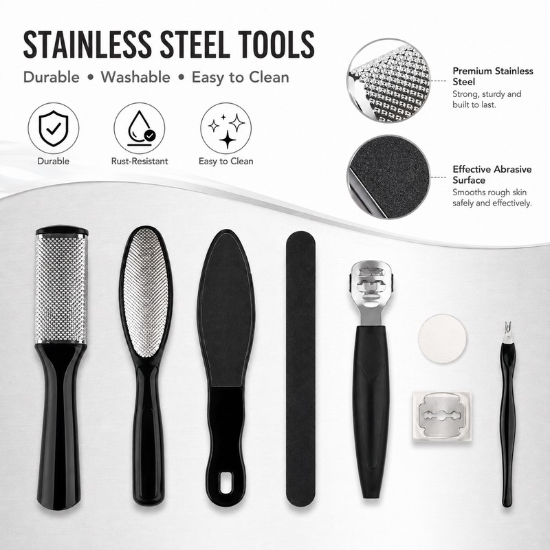 8-Piece Stainless Steel Foot Care Kit for Pedicure – Dead