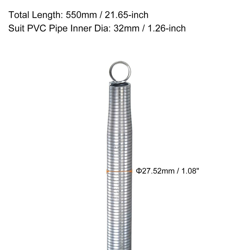 HARFINGTON 2pcs PVC Pipe Bending Spring 27.52mm OD 550mm Long