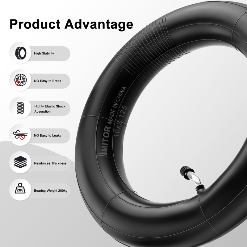 Amitor 10 x 2.125 E Scooter Inner Tube Thickened, 10
