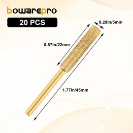 3/16'' Chainsaw Sharpener- 20Pcs High Hardness Diamond Chain Saw Sharpener Tool Bit Burr Grinding Stone File Kit for Chain Saw Jewelry Stone Wood Polishing - Golden