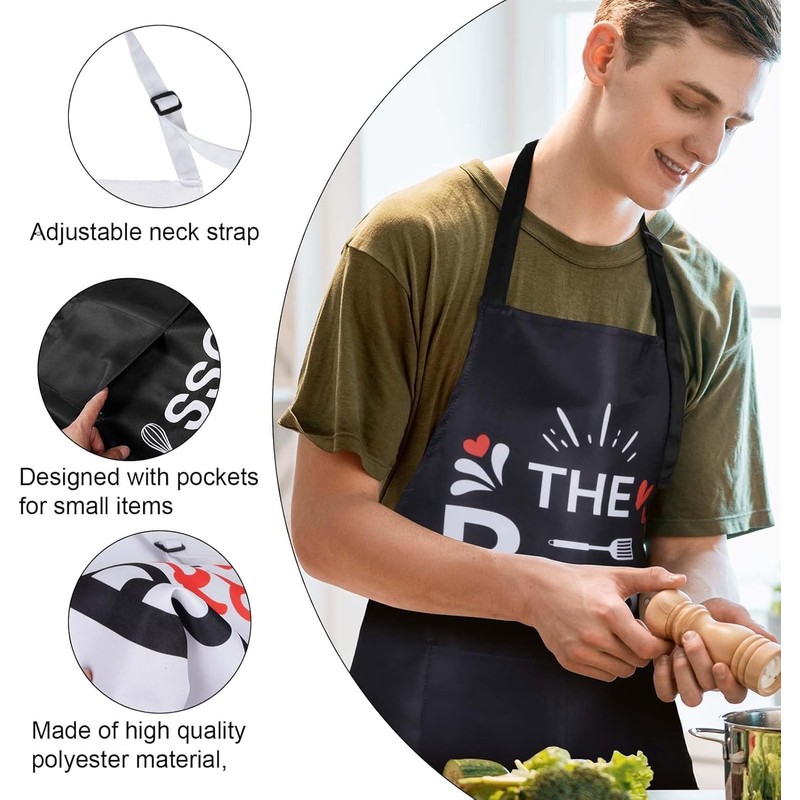 2pcs Kitchen Apron Funny Couples Kitchen Apron with Pocket Adjustable