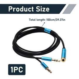 2 in 1 3,5mm Y Splitter Adapter, 3,5mm Buchse auf Doppel Headset Mikrofon Adapter, Gaming Mikrofon Kopfhörer Splitter TPE Audio Kabel für PC Laptop Smartphone Tablet Audio AUX Klinke Split (1M)