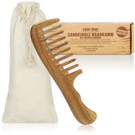 com-four® Premium Sandalwood Hair Comb, Coarse Toothed Sandalwood Hair Comb, Sustainable Solid Wood Comb for All Hair Types (1 Piece Comb)