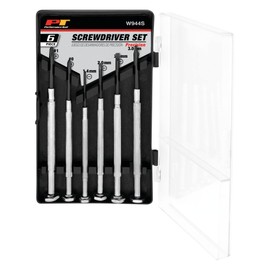 Performance Tool W944S 6-Piece Screwdriver Set with Hardened Steel Blades and Chrome Plated Handles in Convenient Carry Case