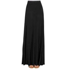 Lock and Love LL WDR1434 Womens Solid Maxi Skirt with Elastic Waist Band 5XL Black