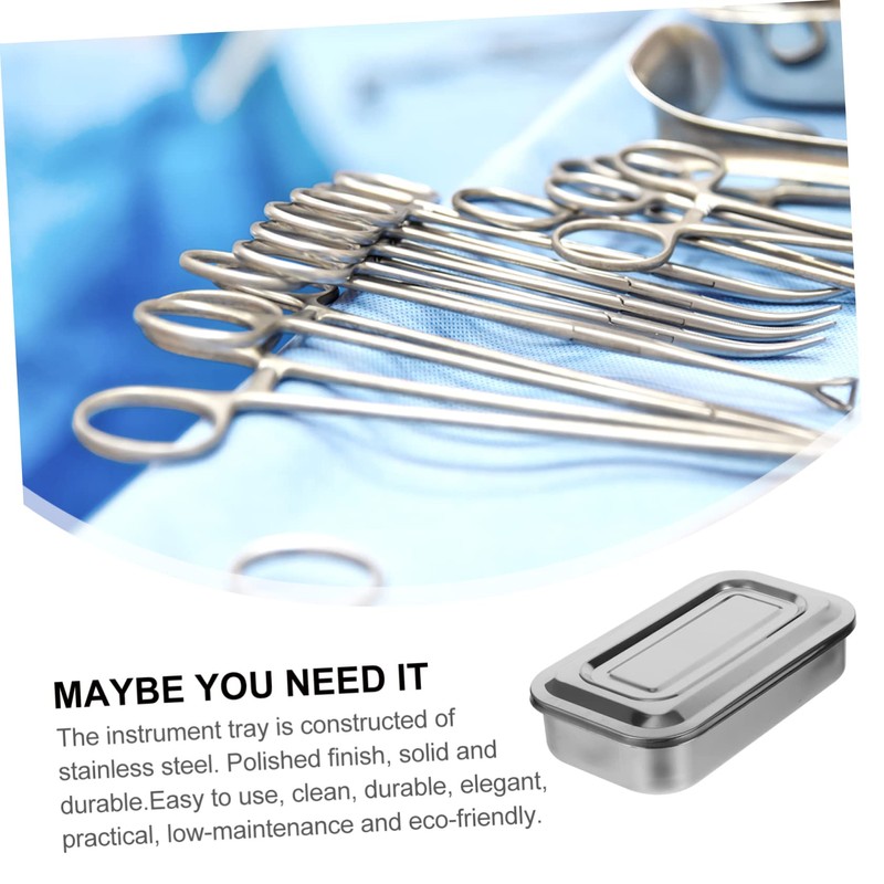 JECOMPRIS Stainless Steel Tray with Lid Medical Instrument Tray