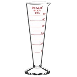 stonylab Graduated Cylinder, 1-Pack Borosilicate Glass Conical Measuring Cylinder Beaker with Wide Mouth and Pour Spout for Precise Measurement, 50 ml