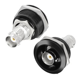 XMSJSIY BNC Connector Adapter BNC Female to Female Panel Mount Coupler Thread Fixing Feed-Through Connector BNC Monitor Module SDI Video Coaxial Socket for CCTV Security Camera - 2 Pieces (Black)