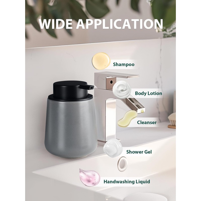 Bosilunlife Ceramic Soap Dispenser for Kitchen & Bathroom, 11 oz