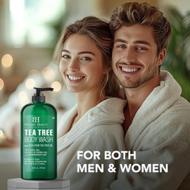 BOTANIC HEARTH Tea Tree Body Wash, ayuda a los hongos de las unas, los atletas de los pies, los gusanos de anillo, el picor del caldo, el acne, el eczema y el olor corporal, alivia el picor y promueve la piel y los pies saludables, naturalmente perfumados
