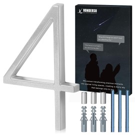 VONDERSO 6 Inch Floating House Numbers for Outside,Modern Metal Address Number 4,Durable Weather-Resistant Silver Powder Coated Finish,No Fading (Glossy Silver)