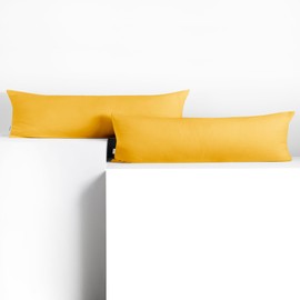 DecoKing 2 x Pillowcases 20 x 145 cm Jersey Cotton Zip Yellow Amber