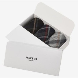 Hazzys (신세계센텀점)HAZZYS 블랙 체크배색 면혼방 중목양말3종세트 HISS6E522WT (Shinsegae Centum City) HAZZYS Black Check Pattern Mixed Cotton Mid-Length Socks Set of 3 HISS6E522WT
