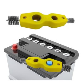 4 in 1 Car Battery Terminal Cleaner, Car Battery Post Cleaner, Anti-Rust Car Battery Terminals Machine Parts Cleaning Brush, Universal Car Cleaning Tool Accessories (Yellow, 1PC)