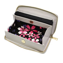 [Charming Leather] Women's Wallet, Large Capacity, Long Wallet, Genuine Leather, Garson YKK 24 Cards, Magnetic Protection, Skimming, Green, Gray (jabara type)