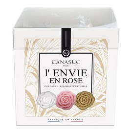Canasuc Paris, L’Envie en Rose | Pur Sucre de Canne | Box of 48 Assorted and Individually Wrapped French Molded Rose Sugar Pieces | Imported from France