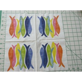 IHR Two Decorative Luncheon Napkins for Decoupage "Hand Stamped Fish"