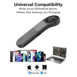 3-Link Air Mouse for PC/iOS/Android with Touchpad Rechargeable Wireless Presentation for PPT Pointer Bluetooth 2.4G Remote Control for PowerPoint/Keynote/Tiktok/Camera/Kindle App (Black)