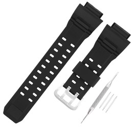 JETHENG Men's Resin Strap Compatible for 20mm Casio G-Shock 10455201 GW9400 GW-9400 RANGEMAN GW-9200 GW-9300 G-9400 Ladies outdoor work waterproof watch band wrist strap with buckle (Black Band Silver Buckle)