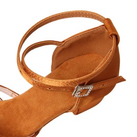 SWDZM Scarpe da Ballo Latino Americano Bambina Standard Salsa Ballroom Tacco 3 cm,Marrone,EU 34