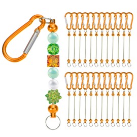 PATIKIL 24 Pcs Beadable Keychains Bars, Metal Beaded Keychain Blanks Bulk Making Supplies Kit with Snap Hook for Pendant DIY Art Crafts, Orange