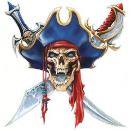 SKULL PIRATE BUMPER STICKER HELMET STICKER TOOLBOX STICKER LAPTOP STICKER WINDOW