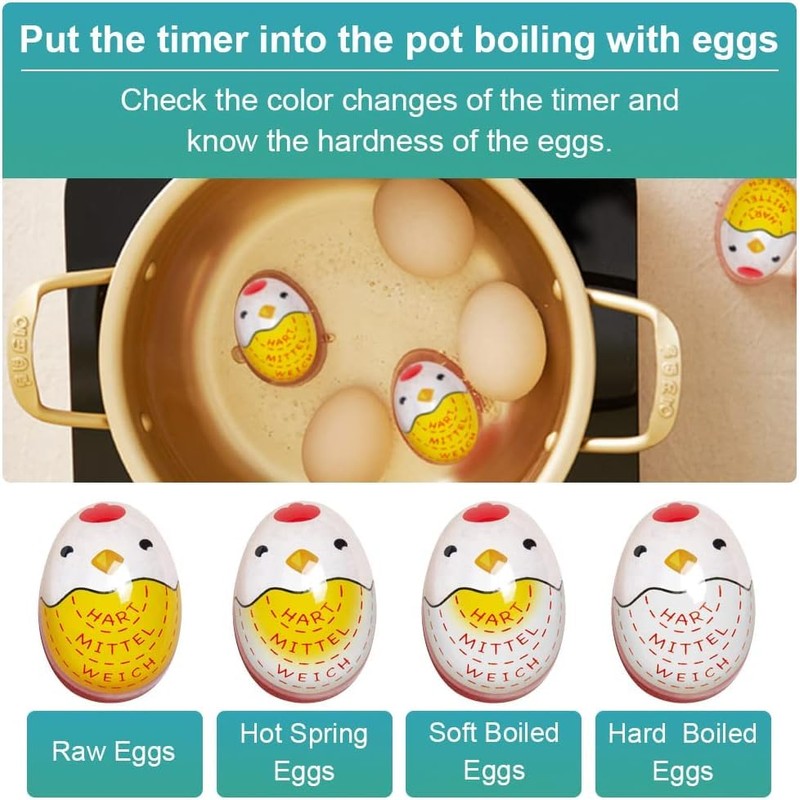 MarsHopper Egg Boiling Timer 2-Pack – Color-Changing in-Water Indicator for