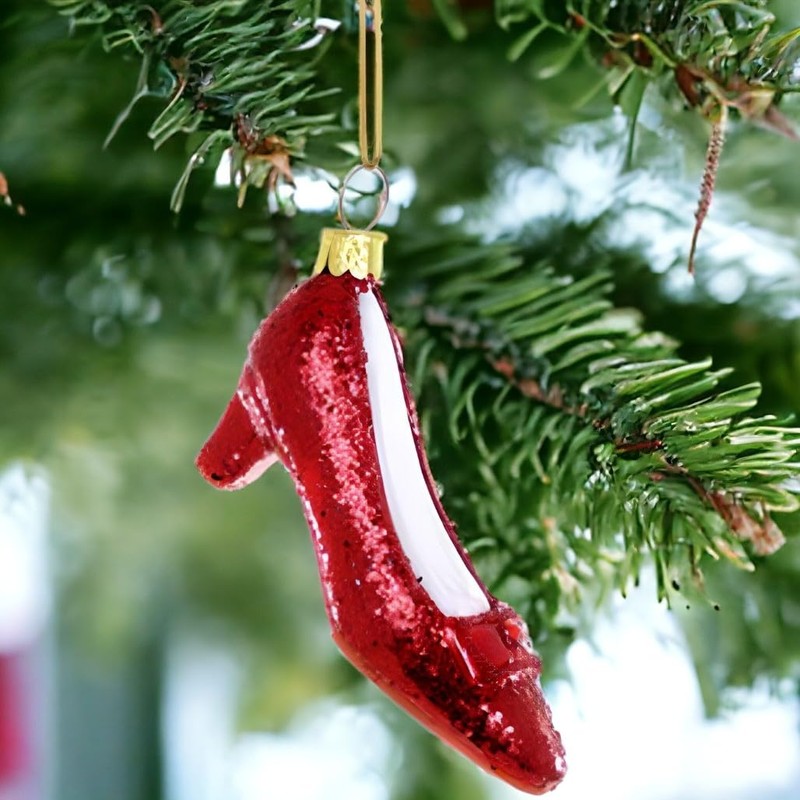 Cody Foster & Co Sparkling Ruby Red Slipper Ornament, Glitter