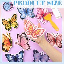 Yaomiao 24 Pcs Butterfly Non Slip Bathtub Stickers Shower Stickers Anti Slip Decal Threads Adhesive Appliques with Scraper Adhesive Decals for Safety Bathroom Tubs, Shower Floor, Stairs