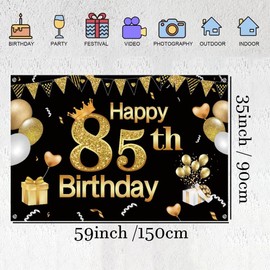 85th Birthday Decorations Happy 85th Birthday Backdrop for Men and Women Photography Background Birthday Decorations Party Banne