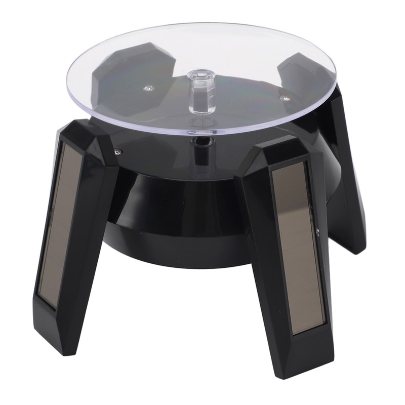 LED Jewelry Display Turntable Solar Powered Rotating Stand Blue Led
