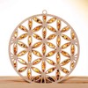 Suncatcher Amber in Birch Wood Flower of Life Window Decoration