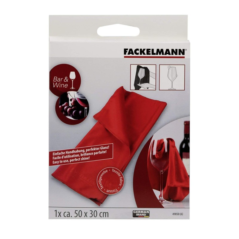 Fackelmann Weinglaspoliertuch, Poliertuch für Gläser, Geschirrtuch aus Polyester (Farbe: Rot),