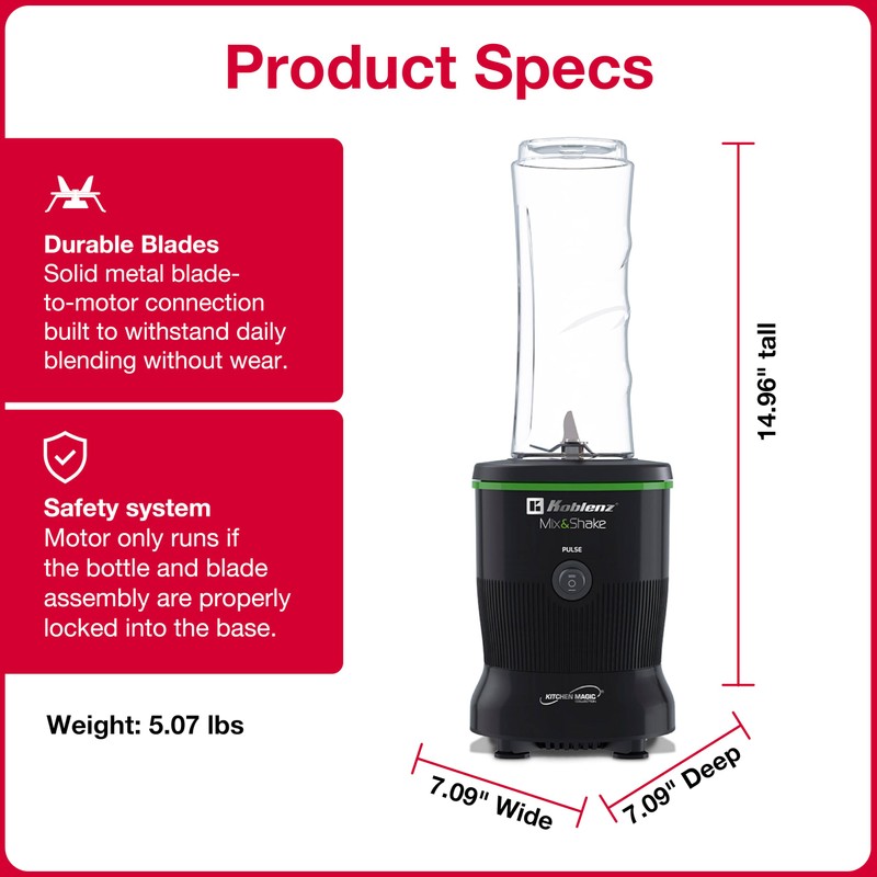 Koblenz MSKM-600 N Mix&Shake Blender, Stainless Steel Blades