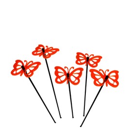 Sun Catcher Garden Decor Ornaments Butterfly Set of 5 Decorative Garden Stakes 25cm/10'' high Outdoor Yard Accessory, Fun Gardeners Gift, Colour:Orange
