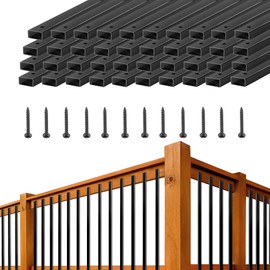 TOPTGO Deck Railing 38", Black Metal Deck Balusters and Indoor Stairs Railing, Hollow Rectangular Stair Railing with Screws for Deck Railing and Outdoor Porch-50 Pack