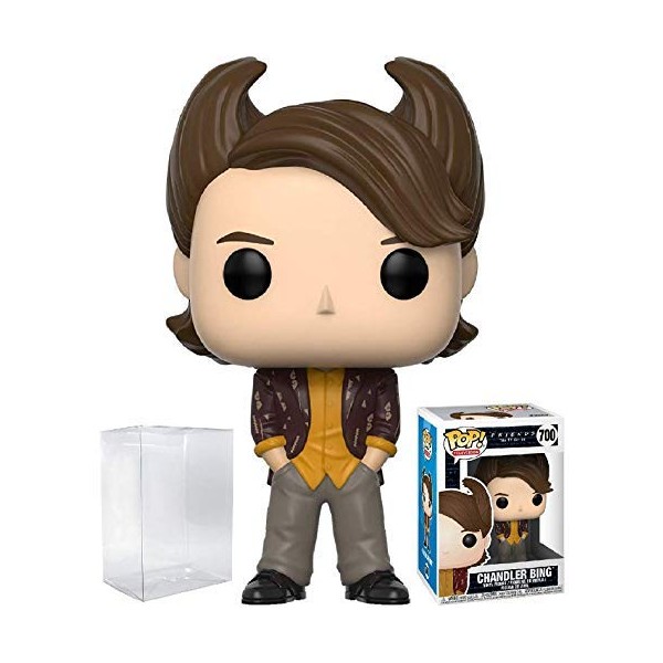 POP Friends - 80's Hair Chandler Bing Funko Vinyl Figure (Bundled with Compatible Box Protector Case), Multicolored, 3.75 inches