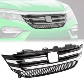HECASA Front Upper Grille Compatible with 2016-2018 Honda Pilot W/Chrome Trim Molding Mesh Bumper Grill