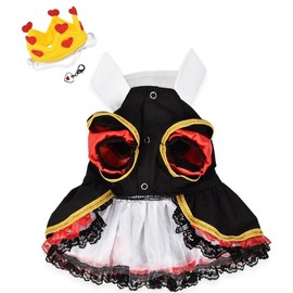 Puppe Love Queen of Hearts Costume Dress with Charm and Heart Crown Headpiece – for Dogs – Sizes XS Thru L
