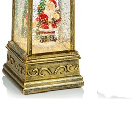 Premier Christmas Glitter Gold Water Spinner 'LED Lantern' Decoration-Santa Scene Design, Multicolor, One Size