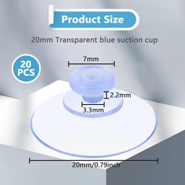 UKOFEW Pack of 20 Suction Cups, Suction Cups without Hooks, PVC Plastic Suction Cups, Suction Cups for Windows, for Tiles, Car Decoration, Glass Plates, Kitchen, Bathroom (20 mm)