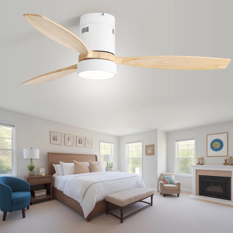 USA Modern Design 52 Inch 3 Solid Wood Blade Smart