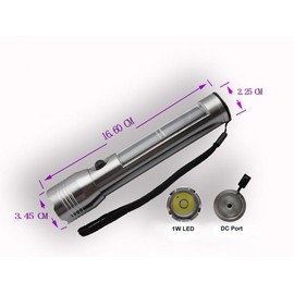 Solar LED Flashlight Torch in Aluminum Alloy - Lighting distance 200 m