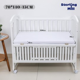 Waterproof Mattress Protector Cotton Fitted Sheet for Baby Cot Bed (Cot Bed 70 x 140 cm, White)