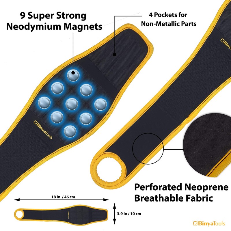 BINYATOOLS Magnetic Wristband for Tools Magnet Screw Holder Wrist Support