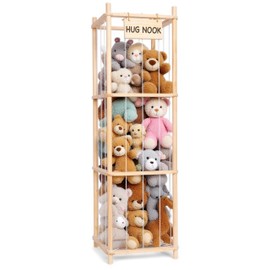 Old Canal Stuffed Animal Storage Organizer, Wooden Plushies Storage, Space Save Toy Storage Organizer, Stuffed Animals Zoo Holder for Playroom, Bedroom Home Decor