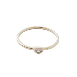 Honeycat Dainty Half Moon Crystal Dome Ring in Gold, Rose Gold, or Silver | Minimalist, Delicate Jewelry (Gold, 8)