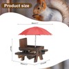 PATIKIL Squirrel Feeder Picnic Table with Red Umbrella 7x8x11inch, Wooden