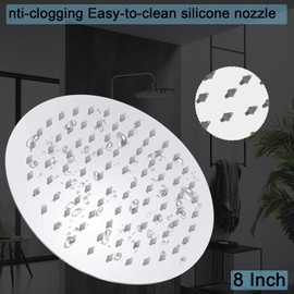 Katezon Shower Head High Pressure Stainless Steel Rain Shower Head - 8 Inch Luxury Design with Adjustable Angles, Anti-Clogging Nozzles, Easy Install, Premium Chrome Finish for Bathroom